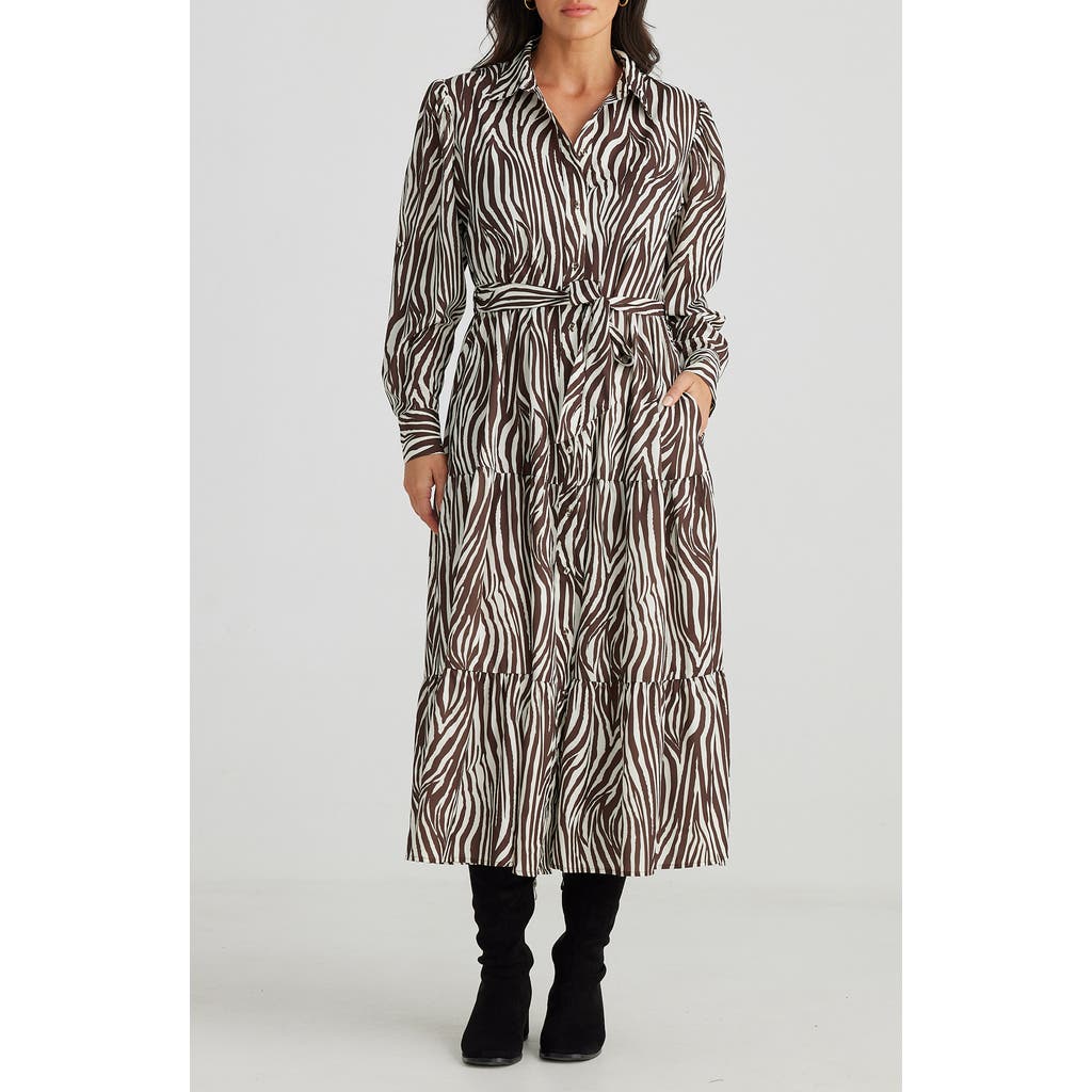 Brave + True Brave+true Alice Zebra Print Long Sleeve Shirtdress