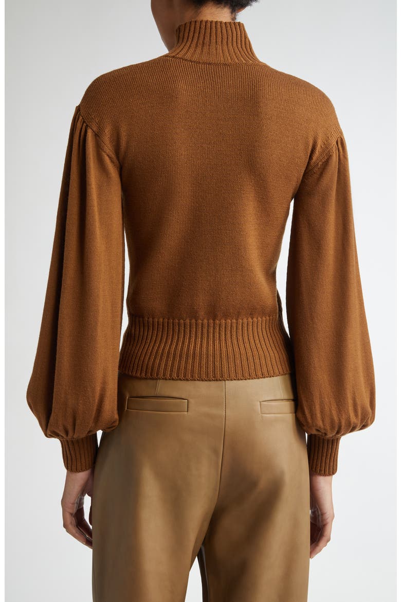 Acume Crop Virgin Wool Turtleneck Sweater, Alternate, color, TOBACCO