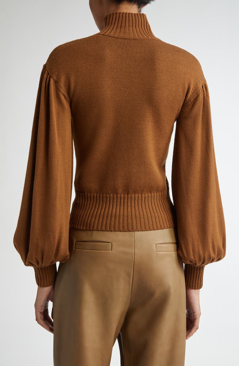 Max Mara Acume Crop Virgin Wool Turtleneck Sweater, Alternate, color,