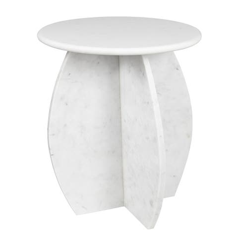 Venus Contemporary Natural Marble Handmade X-Shaped End Table