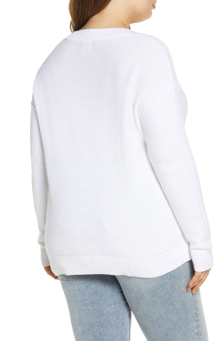 Caslon<sup>®</sup> V-Neck Cotton Piqué Sweater, Alternate, color, 