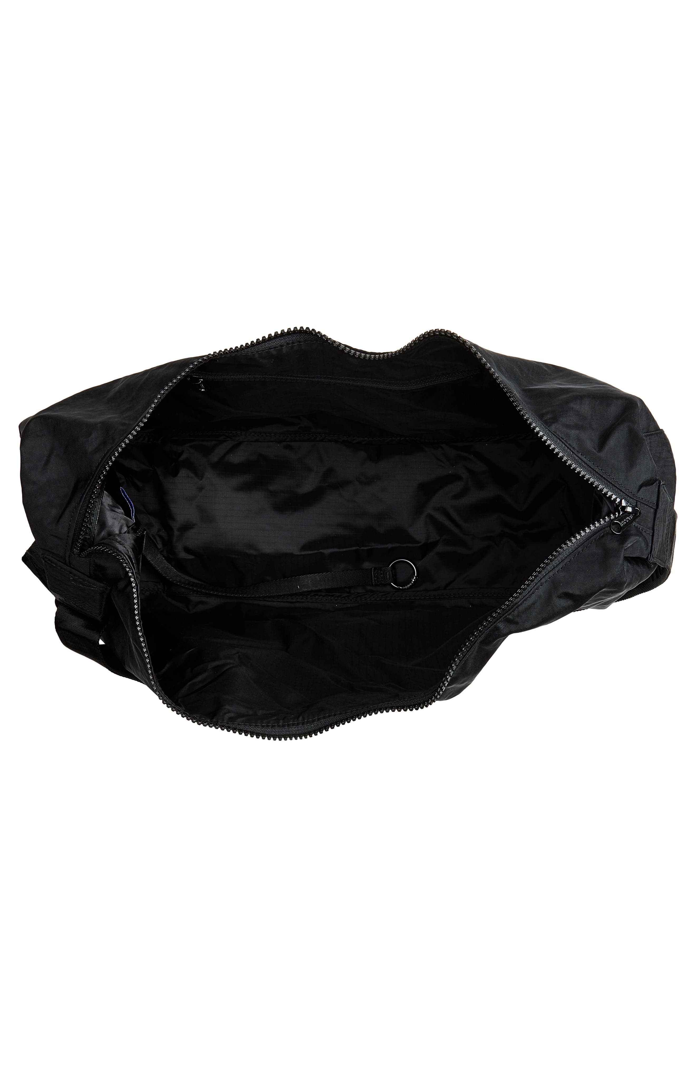 Large Recycled Nylon Crescent Crossbody Bag, Alternate, color, BLACK