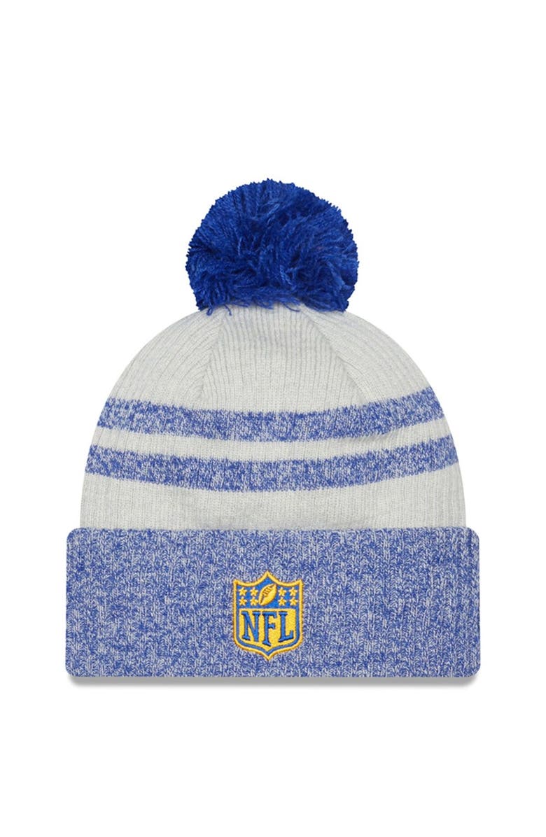 New Era Men's New Era Royal Los Angeles Rams 2022 Sideline Historic Cuffed Pom Knit Hat, Alternate, color, 
