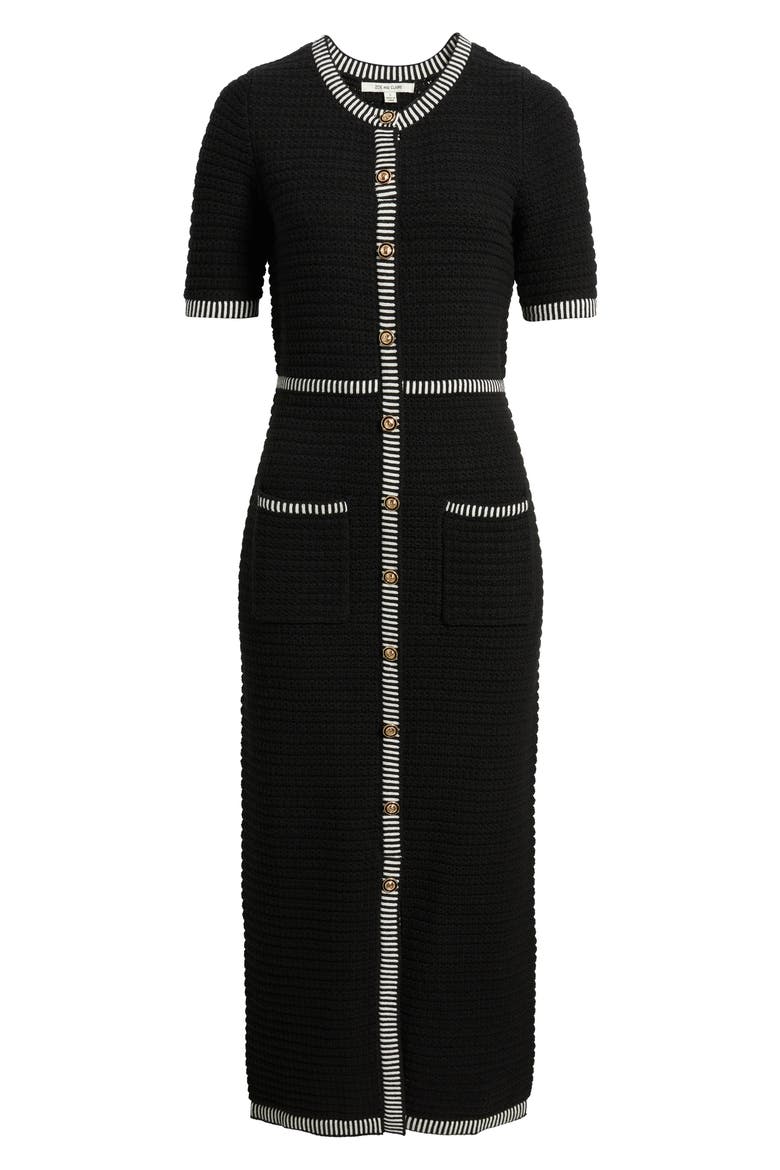 Short Sleeve Structured Sweater Dress, Alternate, color, BLACK