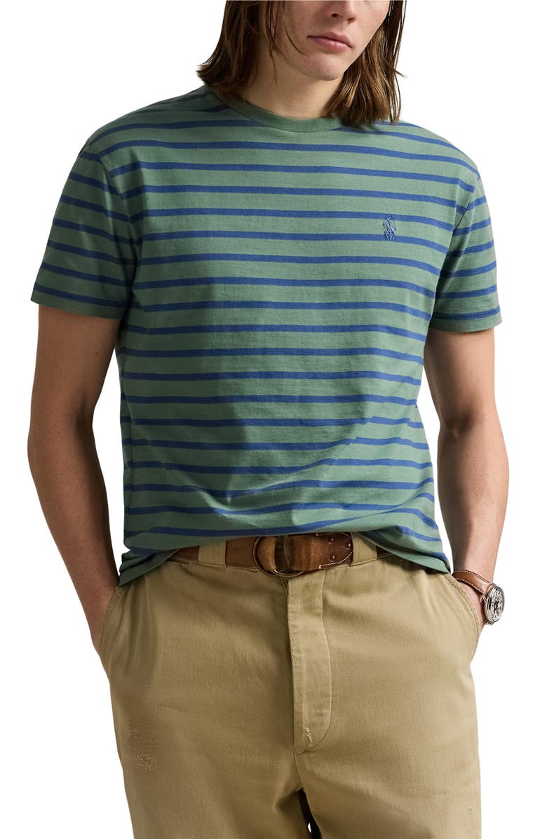 Polo Ralph Lauren Classic Fit Stripe Cotton T-Shirt, Main, color, Fatigue/ Old Royal