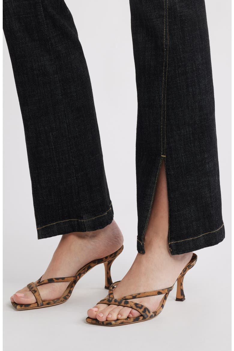 Crosshatch Slit Hem Denim Leggings, Alternate, color, BLACK