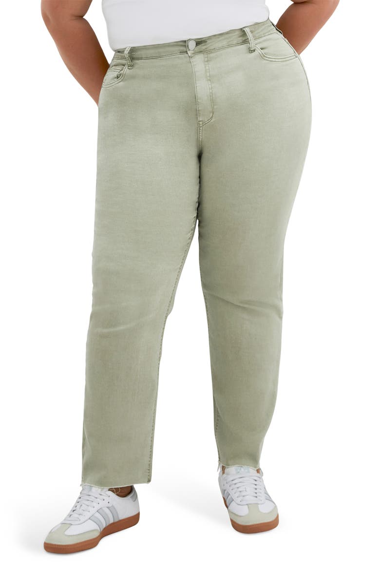 Harley Clover Row High Waist Straight Leg Jeans, Main, color, SAGE