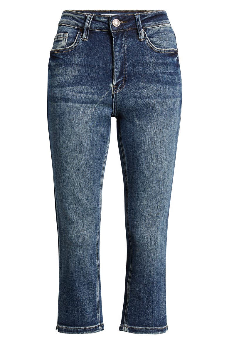 Side Slit High Waist Capri Jeans, Alternate, color, DARK BLUE