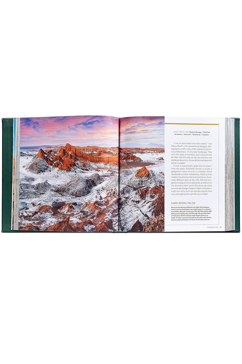 100 Hikes Of A Lifetime Leather Coffee Table Book, Alternate, color, Green