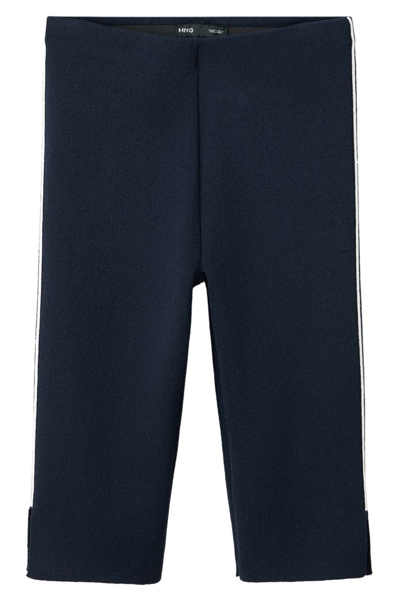 Contrast Stripe Knit Mid Rise Capri Pants, Main, color, NAVY