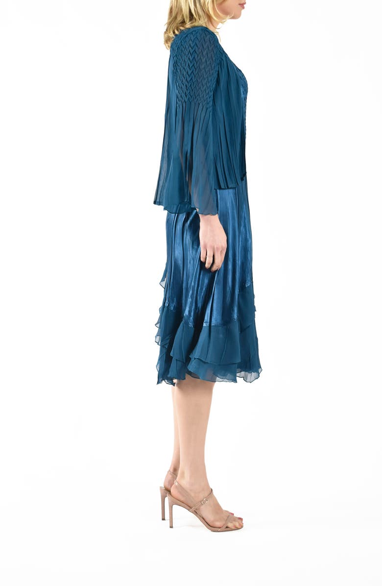 Komarov Ruffle Tiered Chiffon & Charmeuse Cocktail Dress with Jacket, Alternate, color,