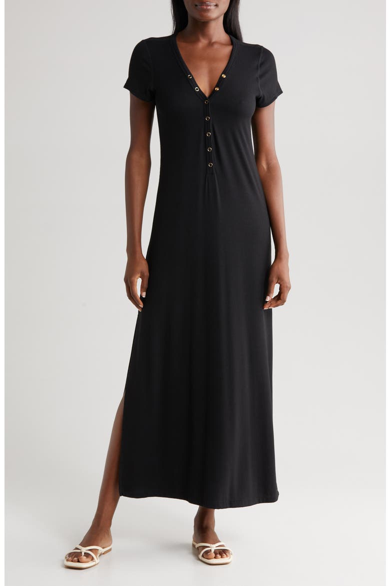 Amy Rib Cover-Up Dress, Main, color, BLACK