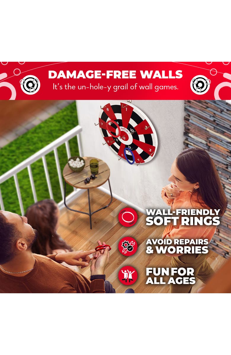 Swooc Games Hook Darts Ring Toss Game | Wood Board and Soft Rings, Alternate, color, Multicolored