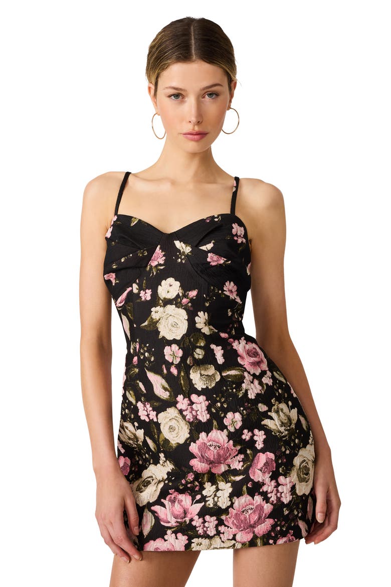Lorrie Floral Jacquard Minidress, Alternate, color, MESA ROSE