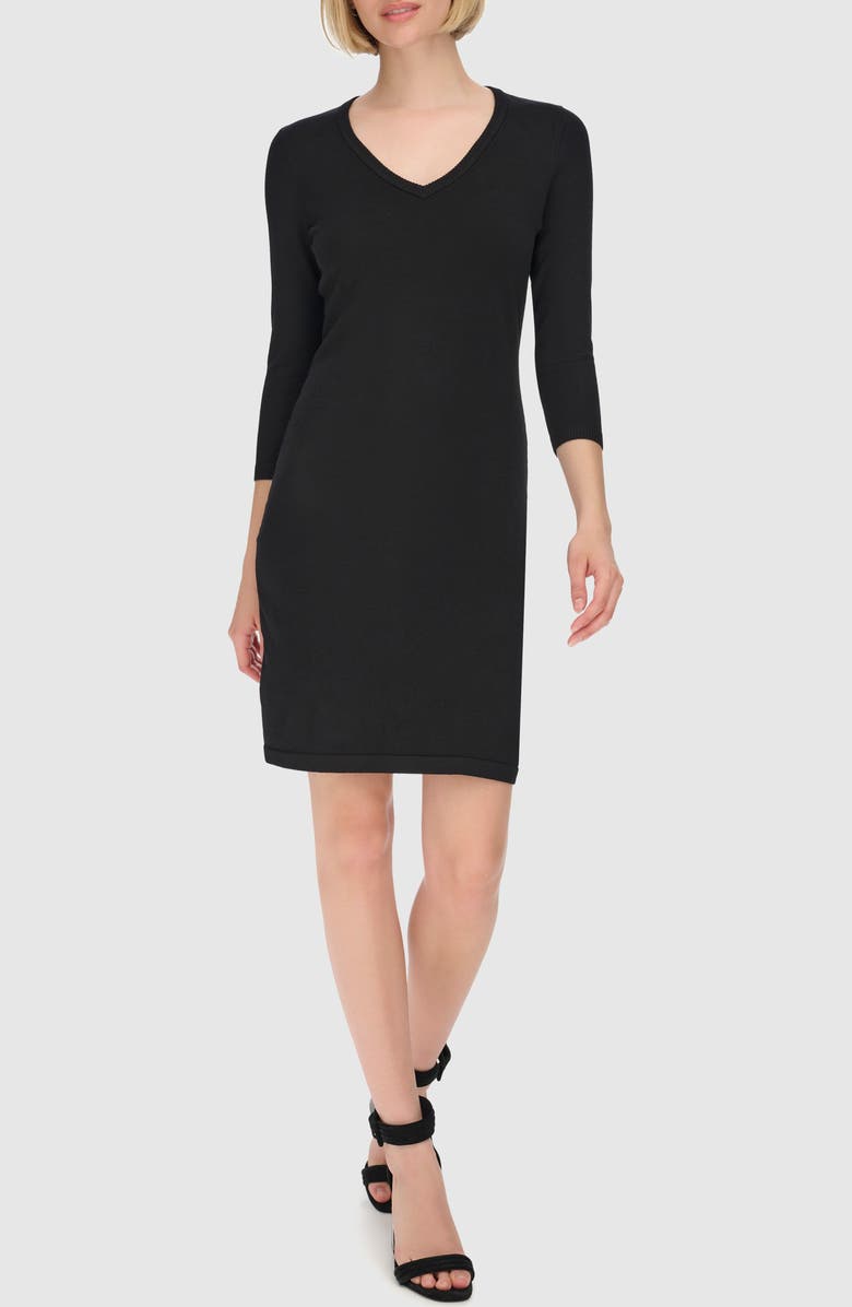 Calvin Klein V-Neck Sweater Dress, Alternate, color, 