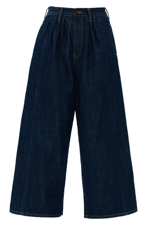 Bayeas Pleated Super High Waist Ankle Wide Leg Jeans In Blue