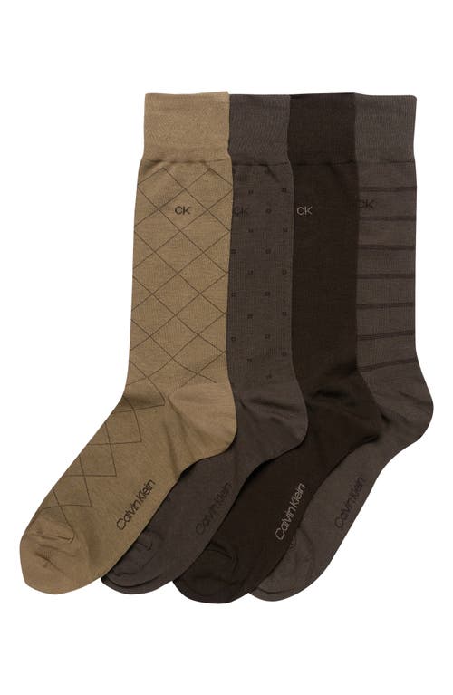 Calvin Klein Assorted 4-pack Cotton Blend Crew Socks In Multi