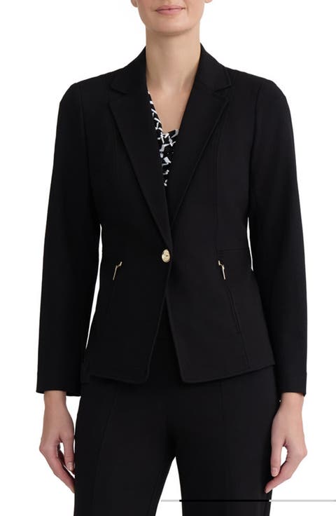 Notch Lapel Zip Pocket Blazer