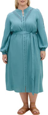 City Chic Mysteria Long Sleeve Button Front Dress