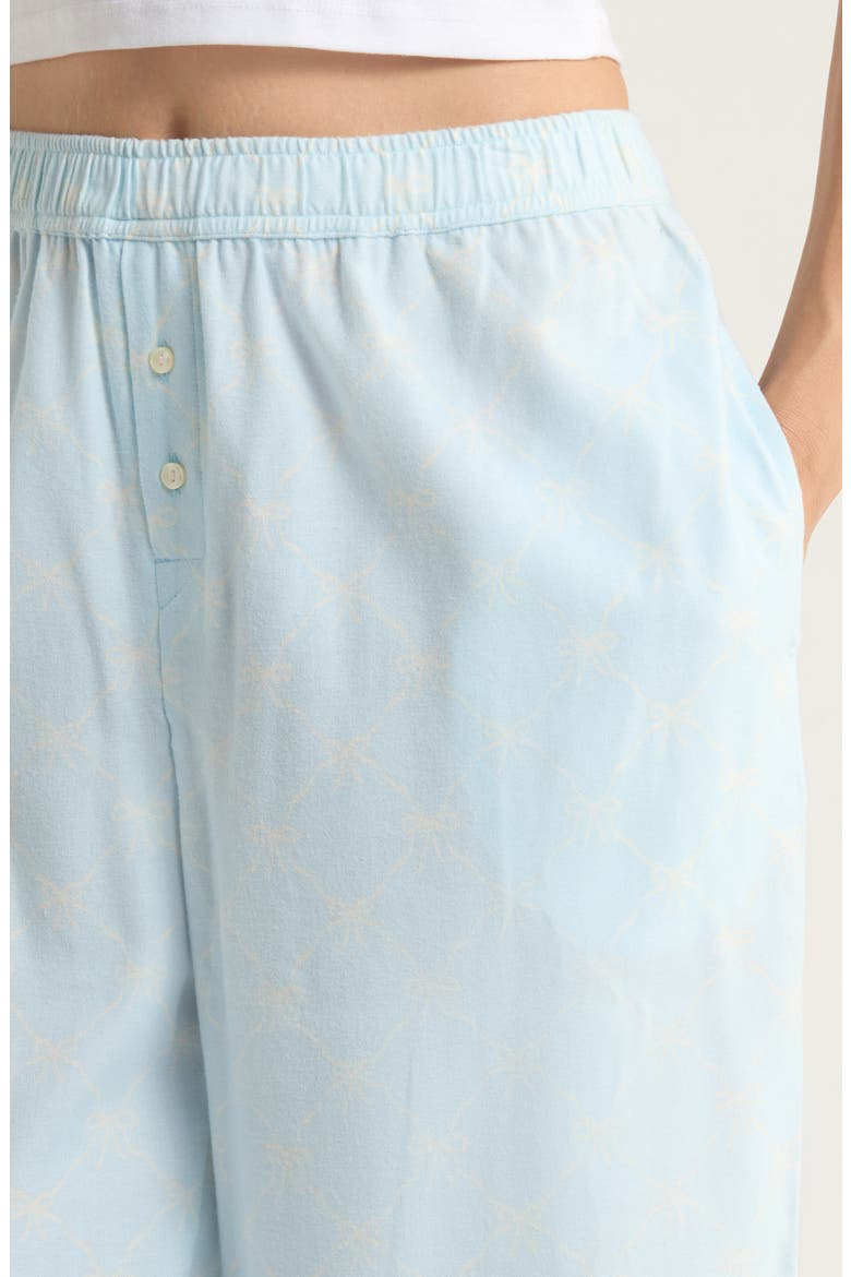 Print Flannel Boxer Pajama Pants, Alternate, color, BLUE- IVORY ARGYLE BOW