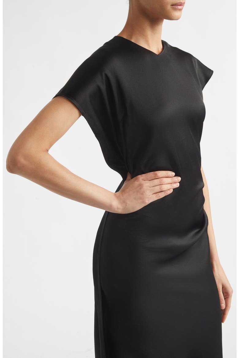 Victoria Dolman Sleeve Asymmetric Midi Dress, Alternate, color, BLACK