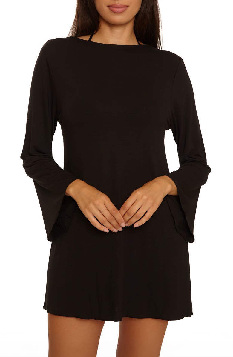 Becca Beach to BBQ Long Sleeve Cover-Up Tunic, Alternate, color, Black