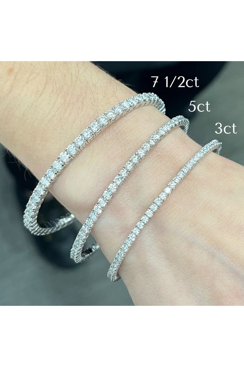 2Ct F/VS Diamond Flexible Oval Bangle Bracelet Gold Lab Grown, Alternate, color, 14k White Gold