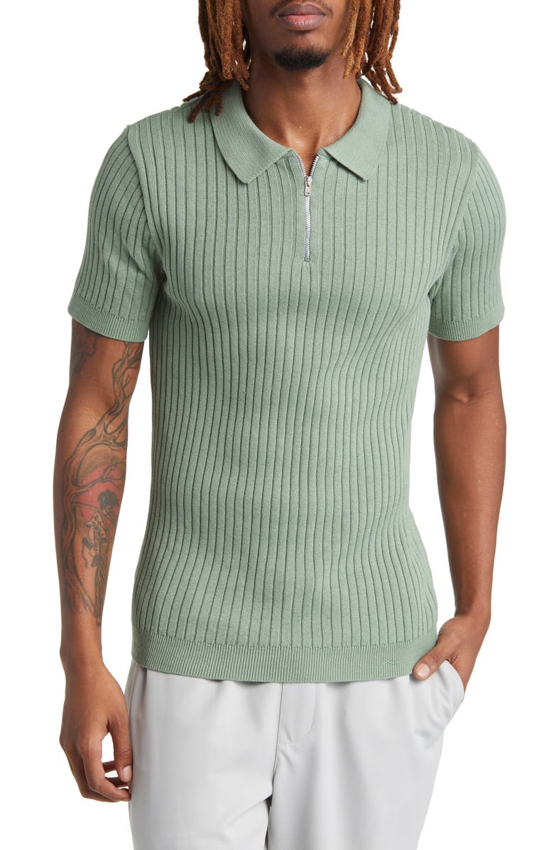 Topman Rib Polo Sweater, Main, color, 