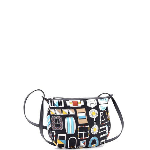 Pre-owned Hermes Hermes Sursoie To Go Pouch Printed Silk And Leather In Black