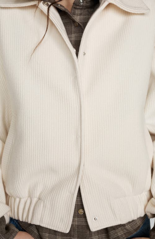 Mango Rib Knit Jacket In Off White