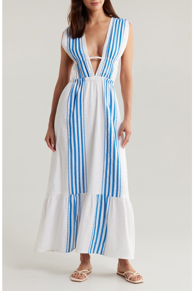 Lelisa Plunge Maxi Dress, Main, color, ESHE BLUE