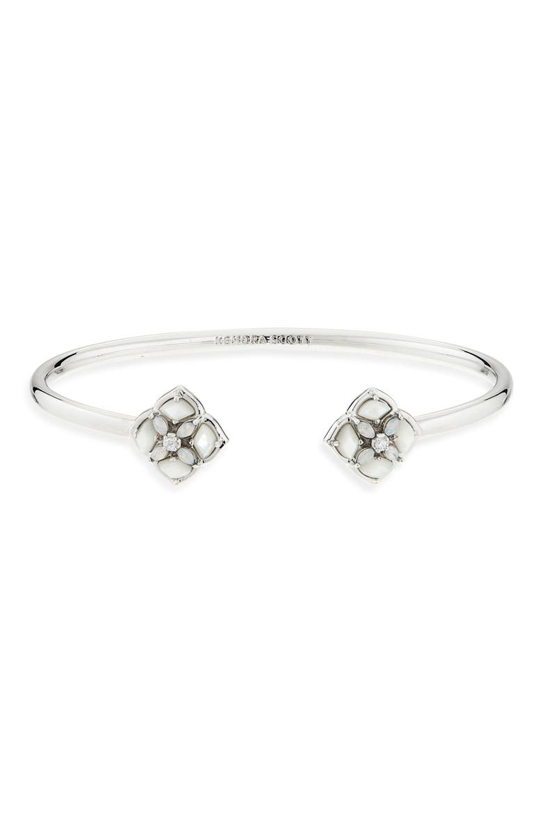Dira Stone Cuff Bracelet, Main, color, RHODIUM IVORY MIX