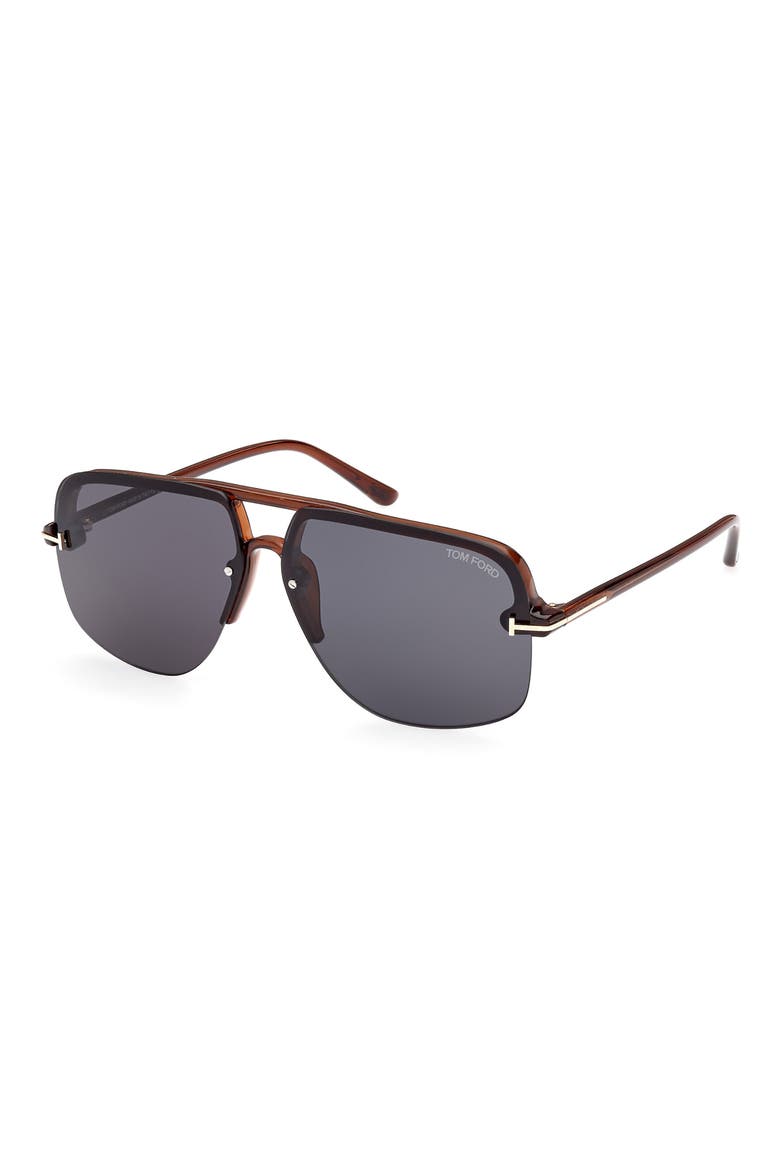 Hugo-02 63mm Oversize Navigator Sunglasses, Alternate, color, SHINY LIGHT BROWN / BLUE