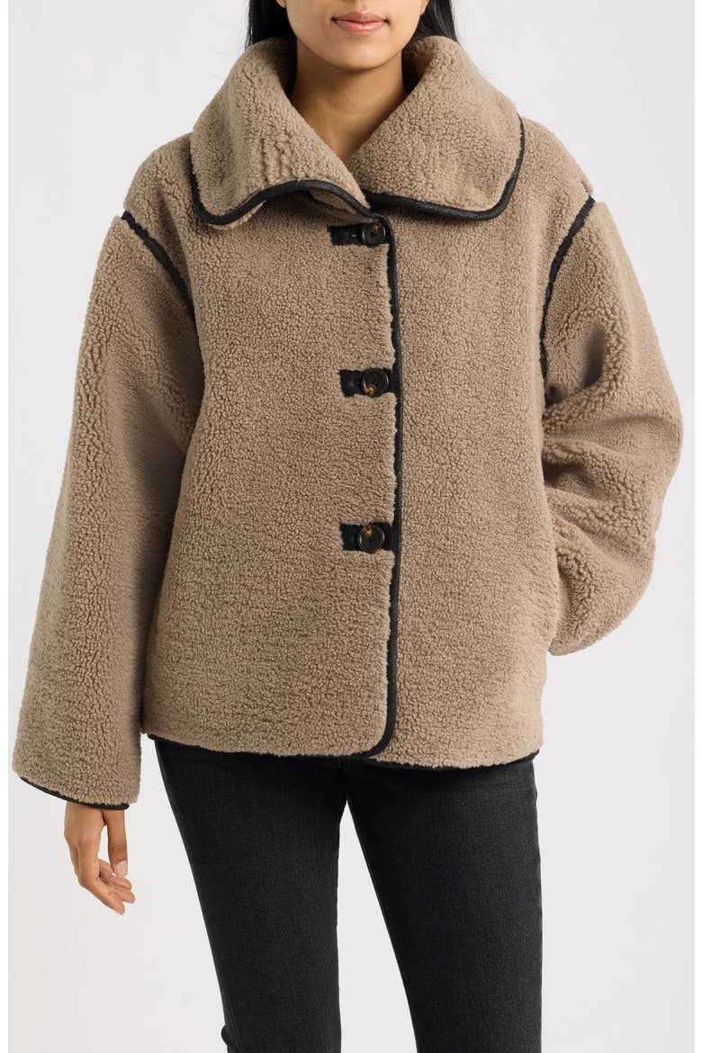 Fleece Jacket, Alternate, color, TAUPE/BLACK