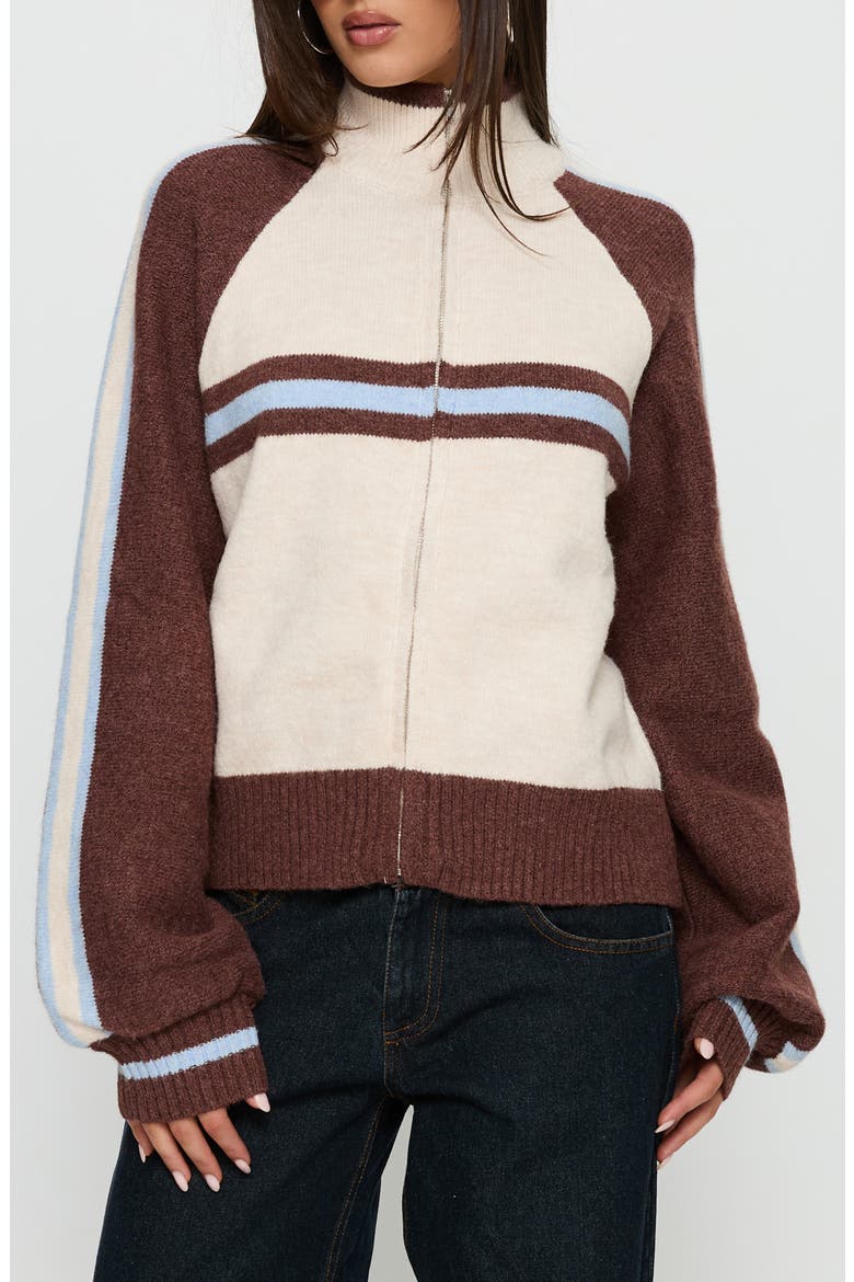 Lexanne Stripe Mock Neck Zip Sweater, Main, color, CREAM MULTI