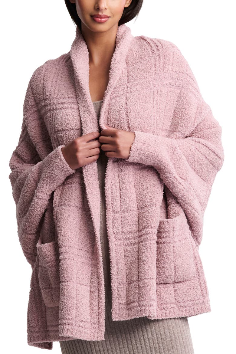 CozyChic® Tonal Plaid Open Front Cardigan, Main, color, TEABERRY