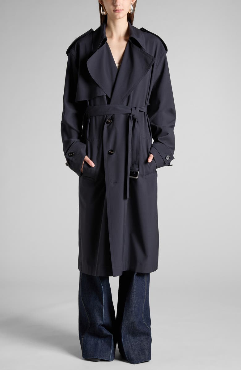 Bottega Veneta Wool Gabardine Trench Coat, Main, color, 