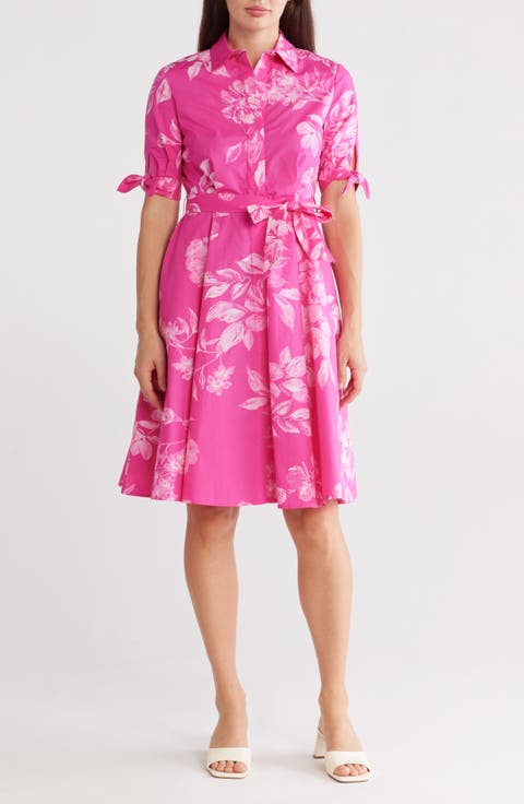 Floral Short Sleeve Cotton Shirtdress