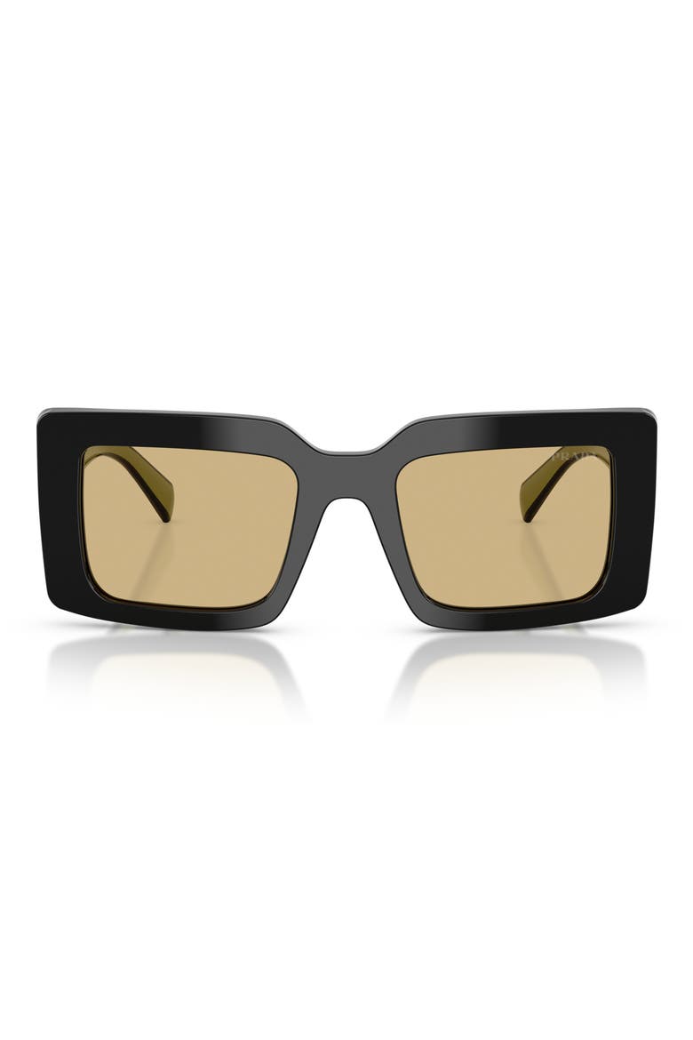 52mm Rectangle Sunglasses, Main, color, BLACK / YELLOW