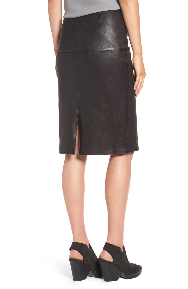 Eileen Fisher Modern Stretch Leather Pencil Skirt, Alternate, color, 