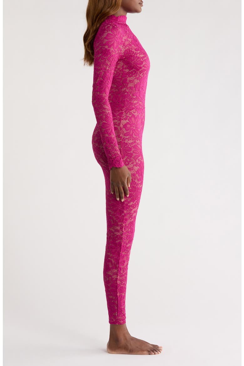 Lace Long Sleeve Catsuit, Alternate, color, BOYSENBERRY