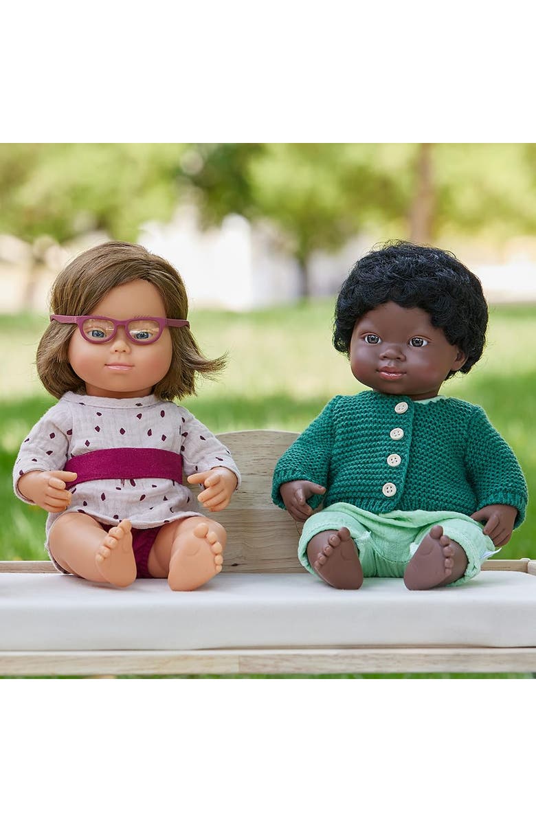 Miniland Baby Doll Caucasian Girl With Down Syndrome With Glasses 15'', Alternate, color, Light Skin
