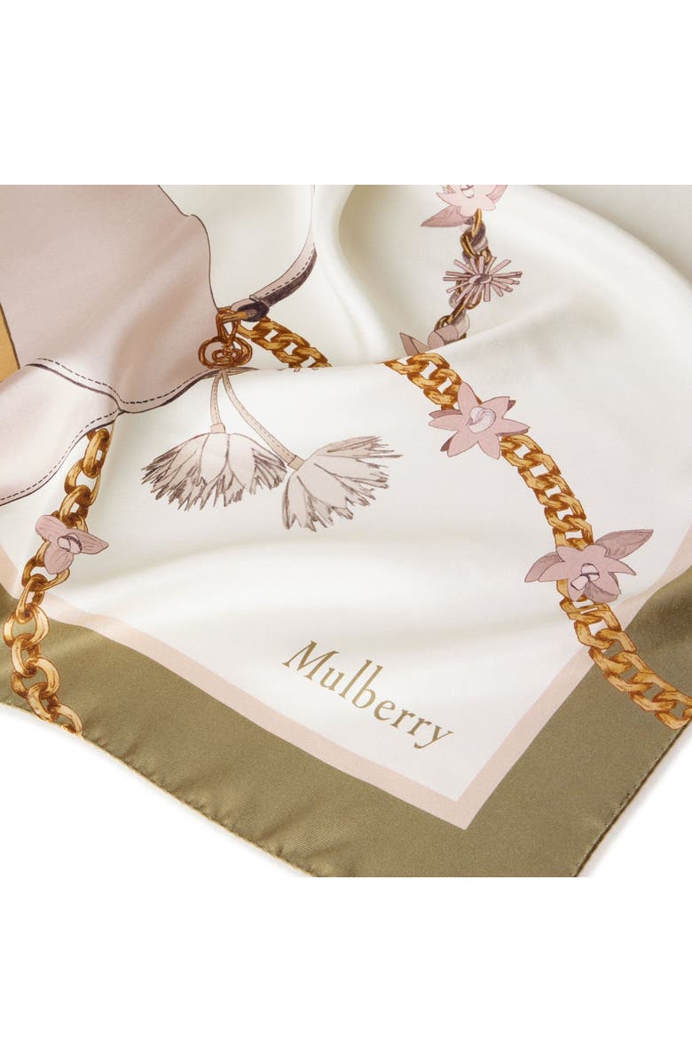 Mulberry Silk Lana Bag & Chains Square Scarf, Alternate, color, Eggshell-Blossom Pin