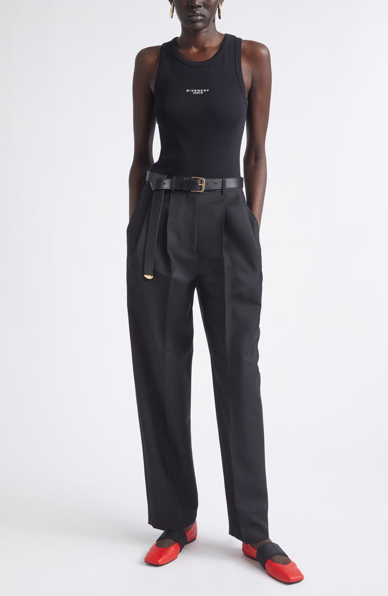 Givenchy Double Pleat Wool & Mohair Trousers, Alternate, color, Black