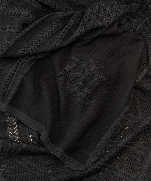 Ralph Lauren Lauren Pointelle Patchwork Wrap In Black