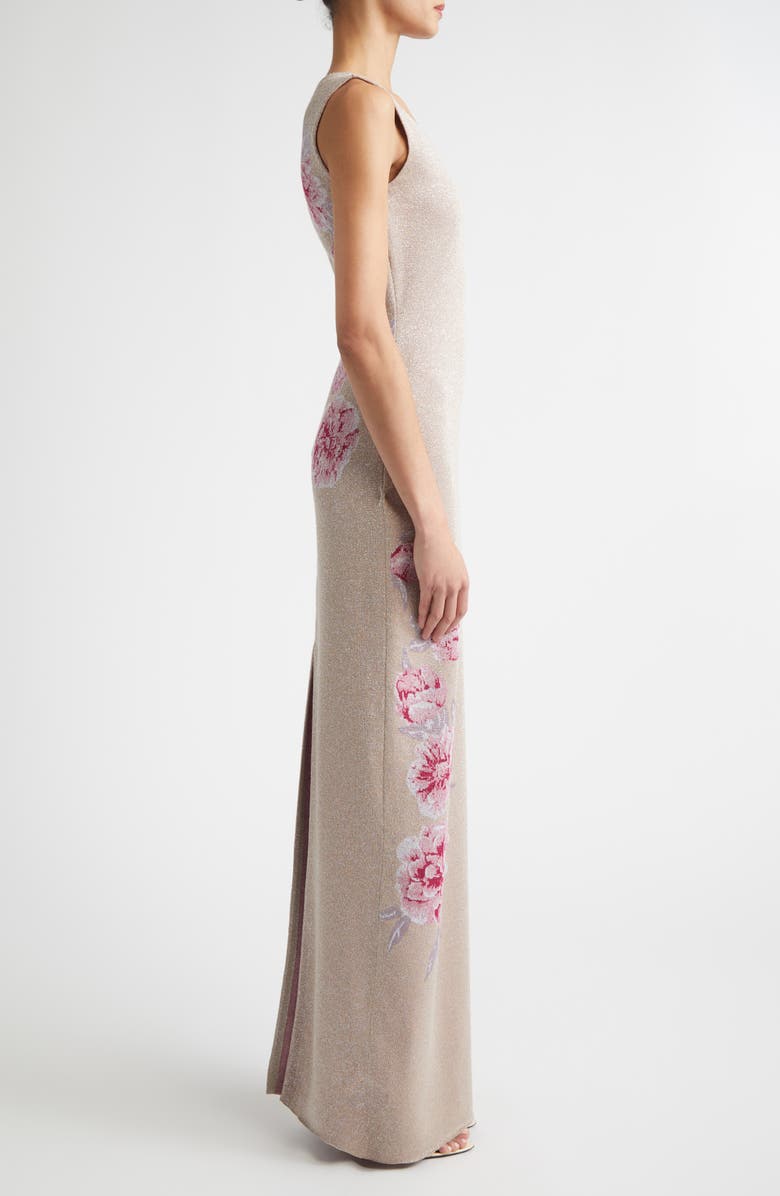 ST. JOHN Peony Metallic Jacquard Sweater Dress, Alternate, color, Peony Metallic Multi