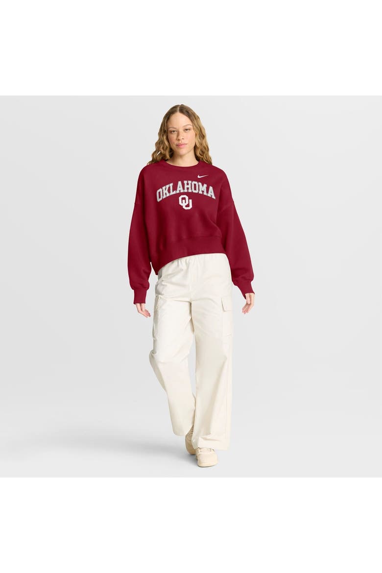 Women's Nike Crimson Oklahoma Sooners Oversized Phoenix Arch Pullover Sweatshirt, Alternate, color, Crimson