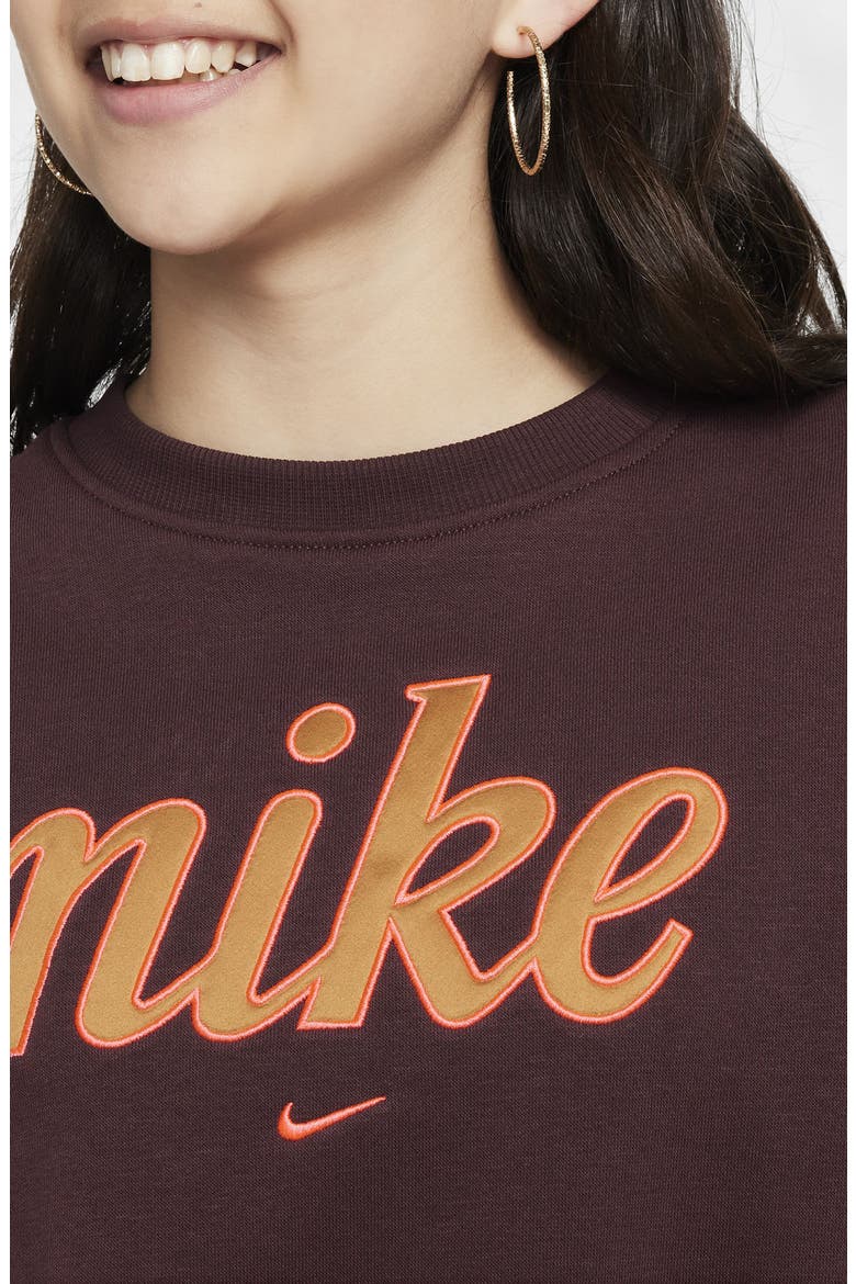 Kids' Sportswear Graphic Sweatshirt, Alternate, color, 652 BURGUNDY CRUSH/HOT PUNCH