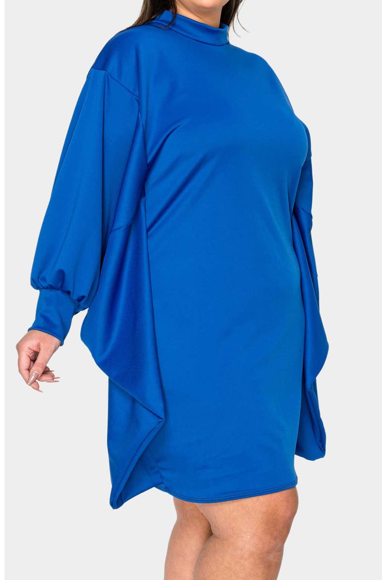 Alivera Cocoon Mock Neck Satin Minidress, Alternate, color, ROYAL