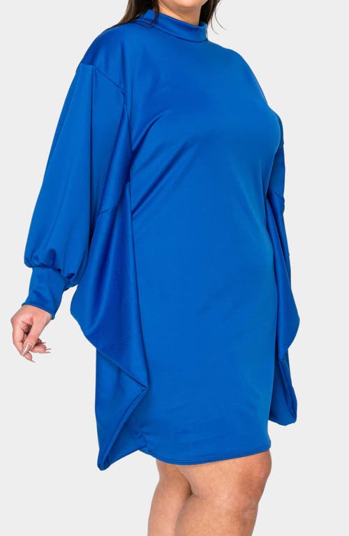 L I V D Alivera Cocoon Mock Neck Satin Minidress In Royal